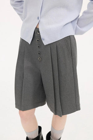 Pleated Gray Shorts
