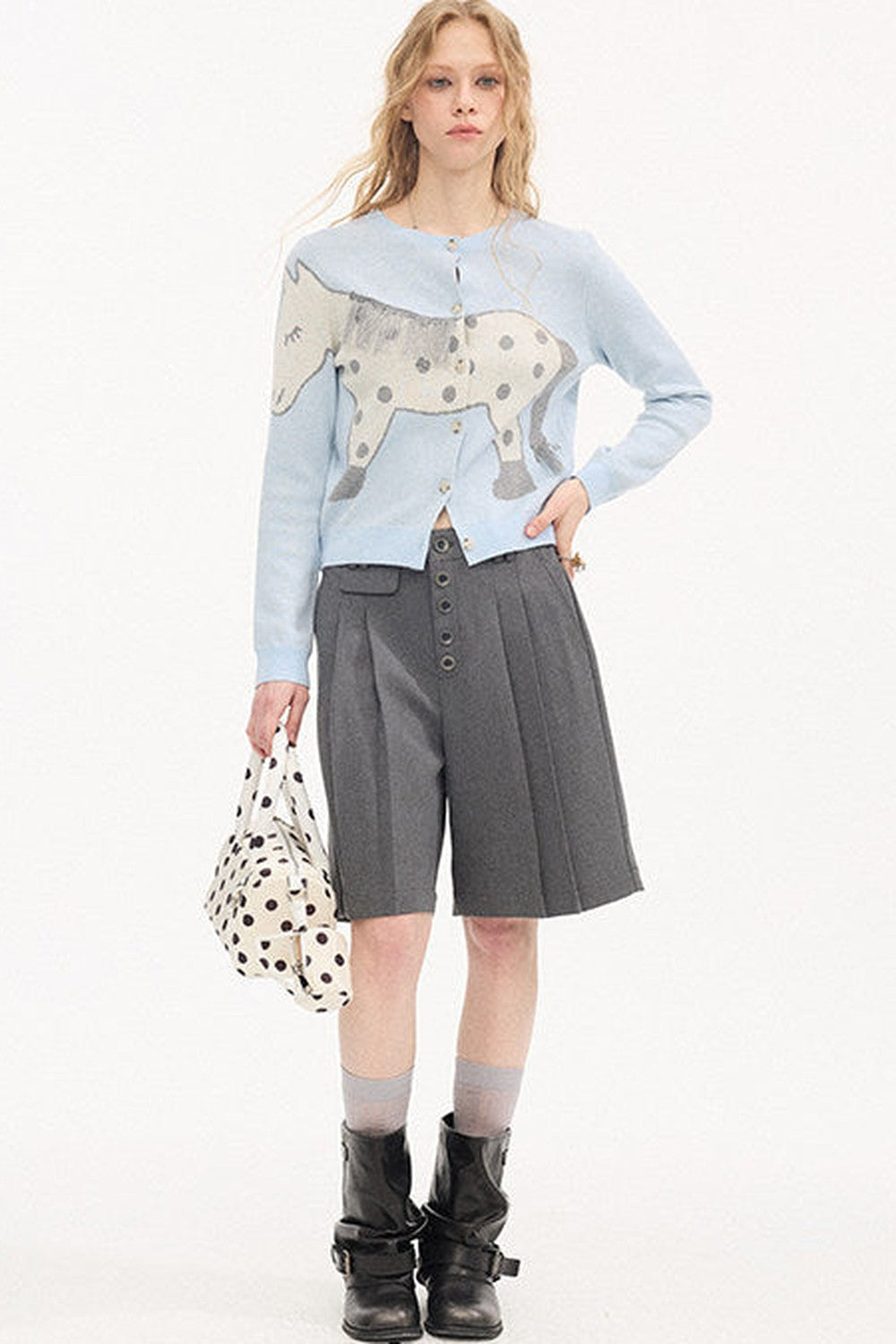 Pleated Gray Shorts