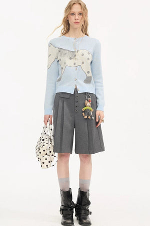 Pleated Gray Shorts