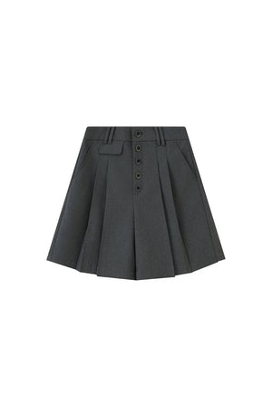Pleated Gray Shorts