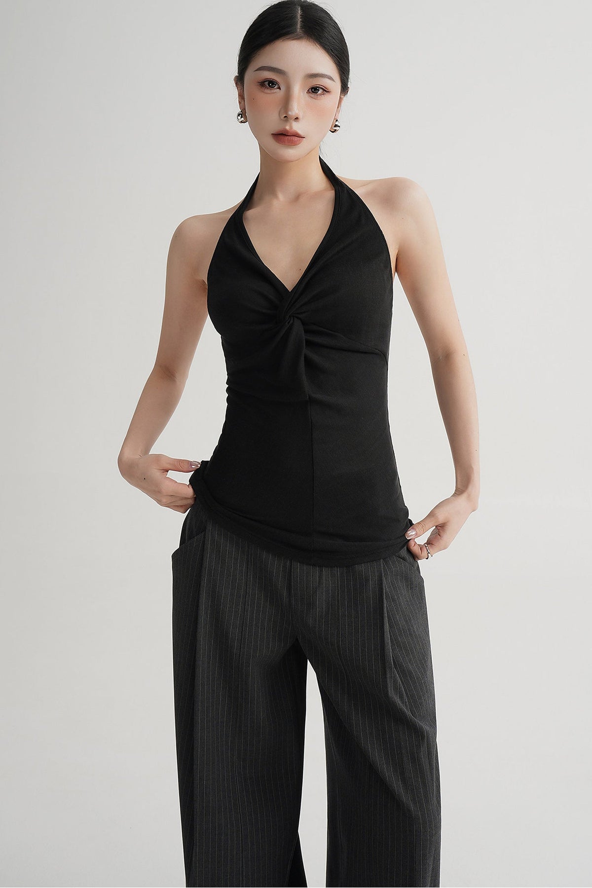 Pleated Halter Neck Top