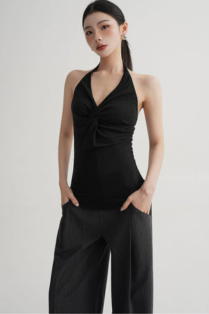 Pleated Halter Neck Top