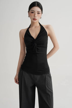 Pleated Halter Neck Top