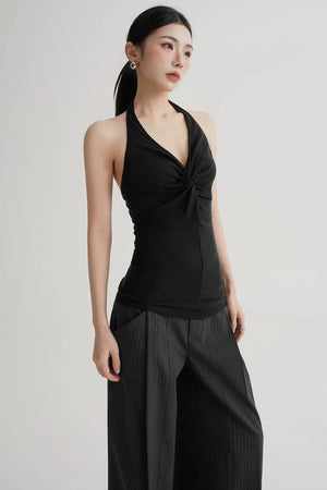 Pleated Halter Neck Top