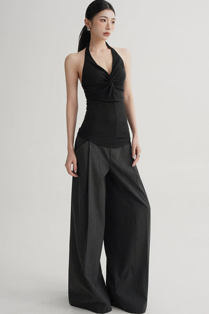Pleated Halter Neck Top