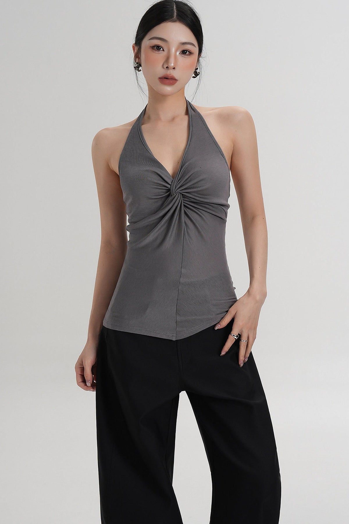 Pleated Halter Neck Top
