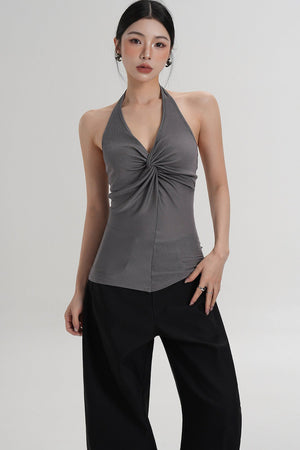 Pleated Halter Neck Top
