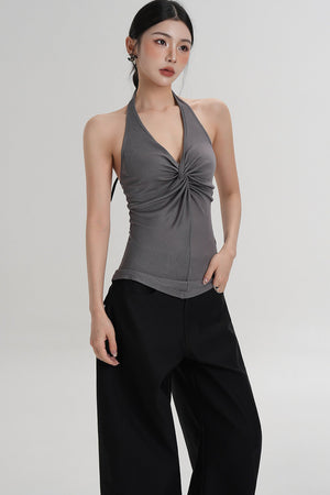 Pleated Halter Neck Top