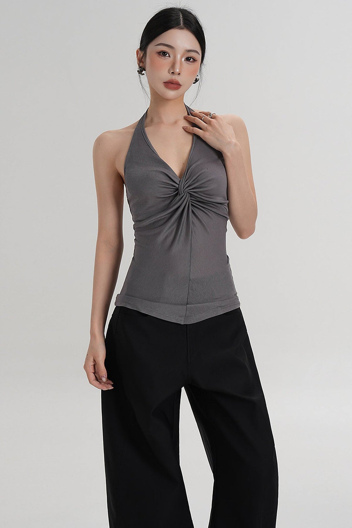 Pleated Halter Neck Top