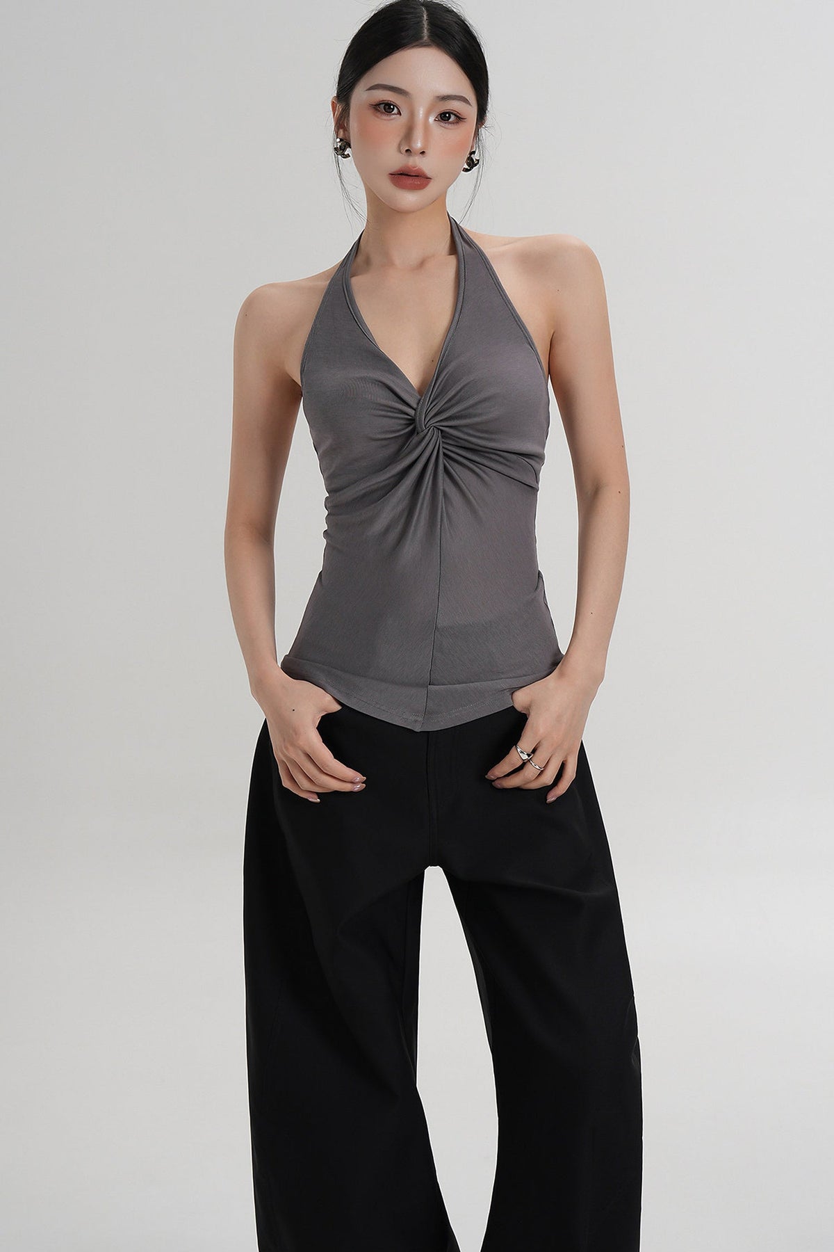 Pleated Halter Neck Top