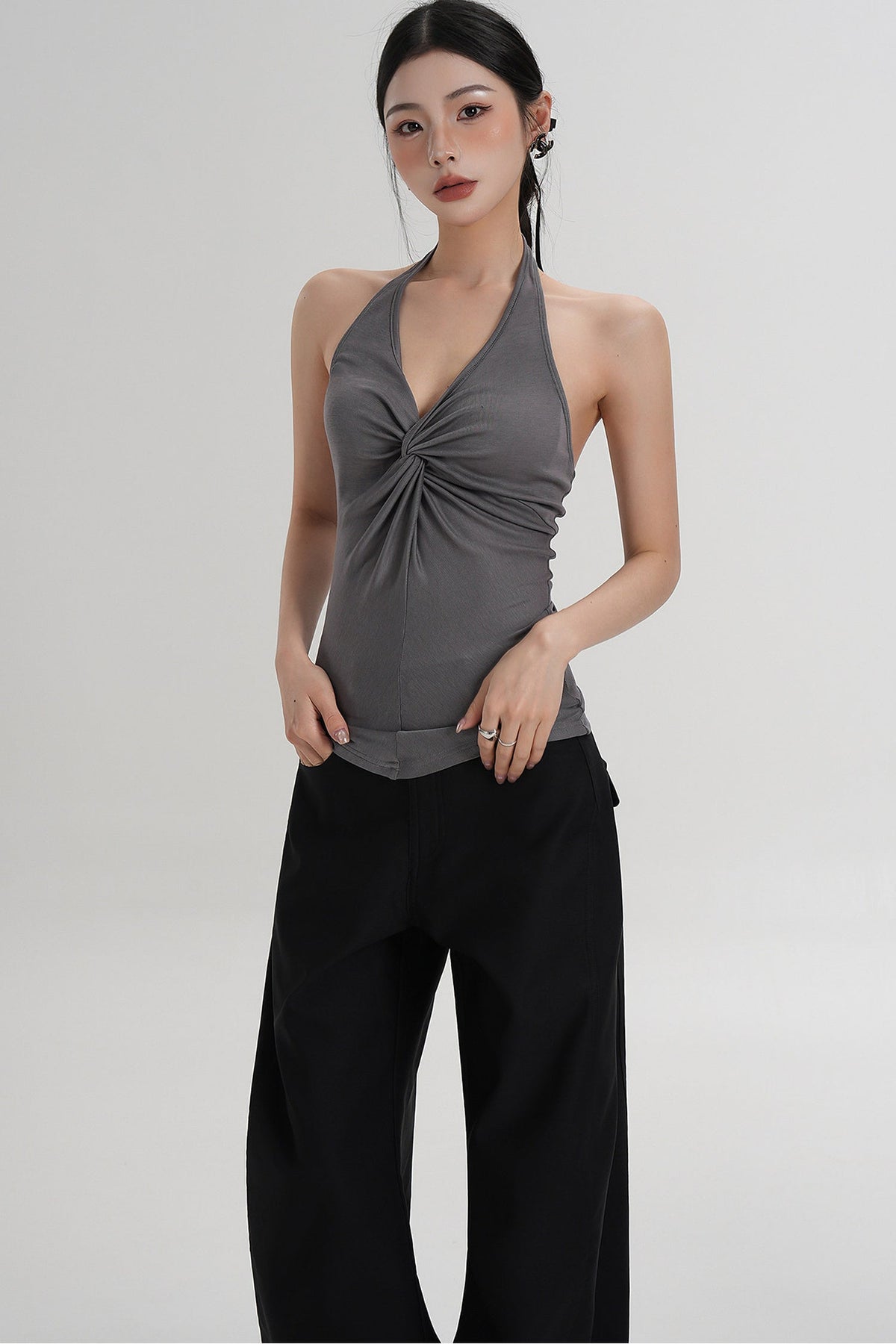 Pleated Halter Neck Top