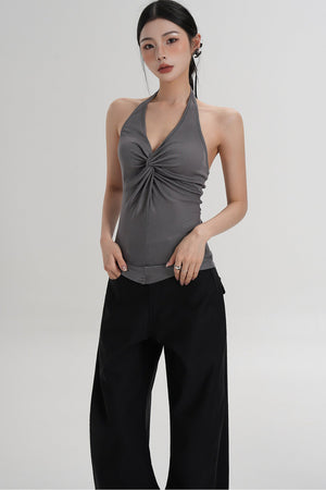 Pleated Halter Neck Top