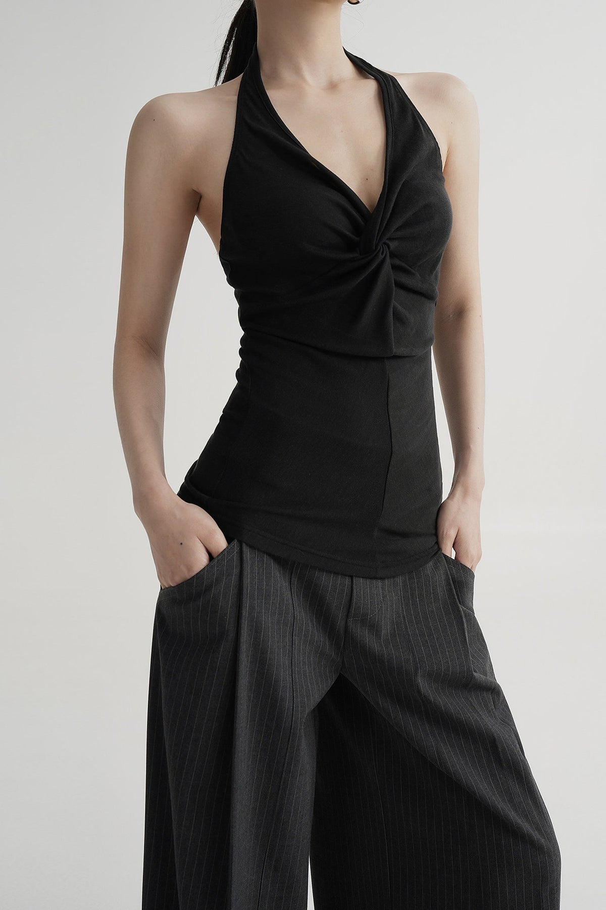 Pleated Halter Neck Top