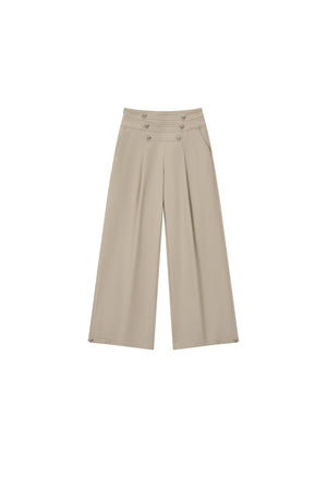 Pleated Heart Button Pants