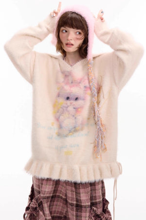 Pleated Hem Drawstring Sweater
