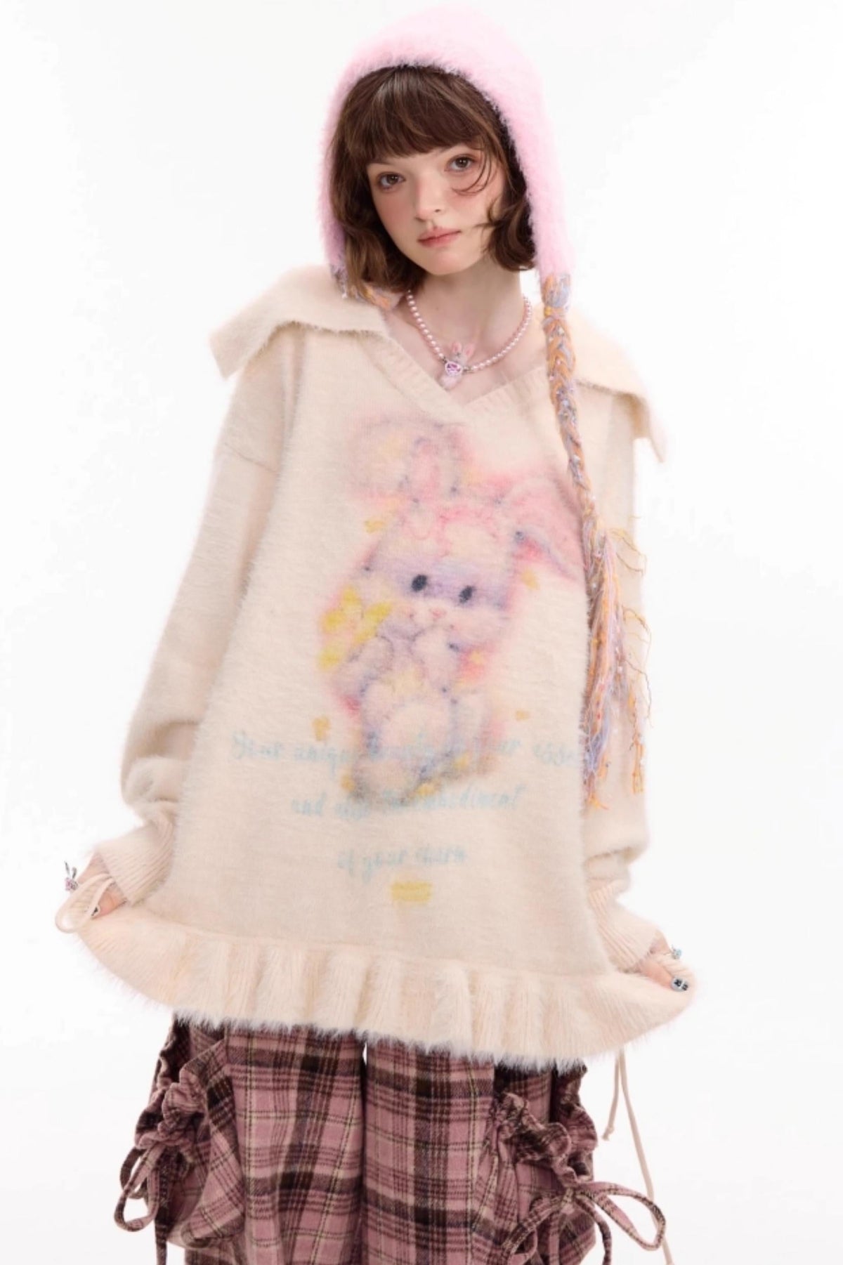 Pleated Hem Drawstring Sweater