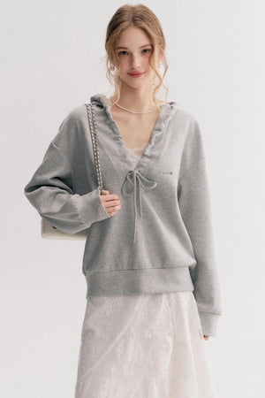 Pleated Hooded Sweatshirt Set-Up