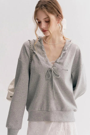 Pleated Hooded Sweatshirt Set-Up