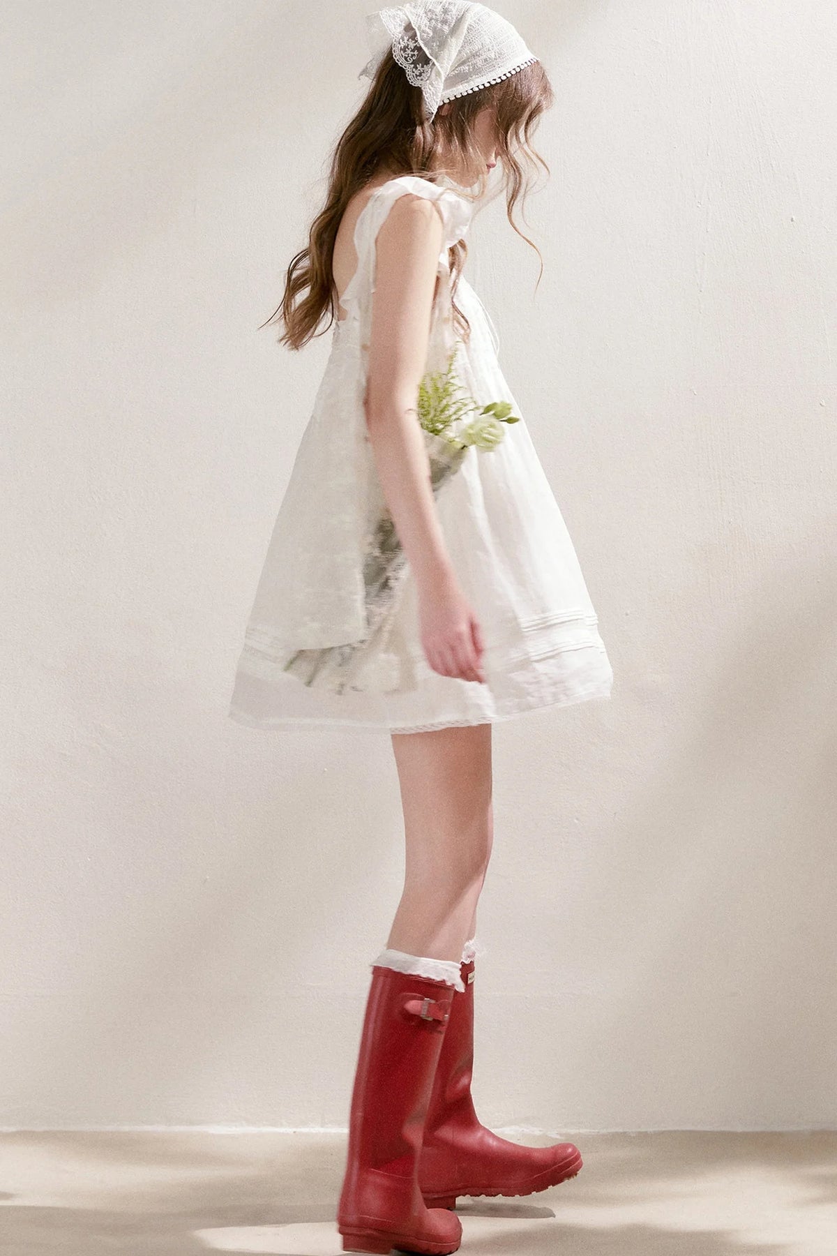 Pleated Lace A-Line Dress