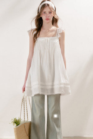 Pleated Lace A-Line Dress