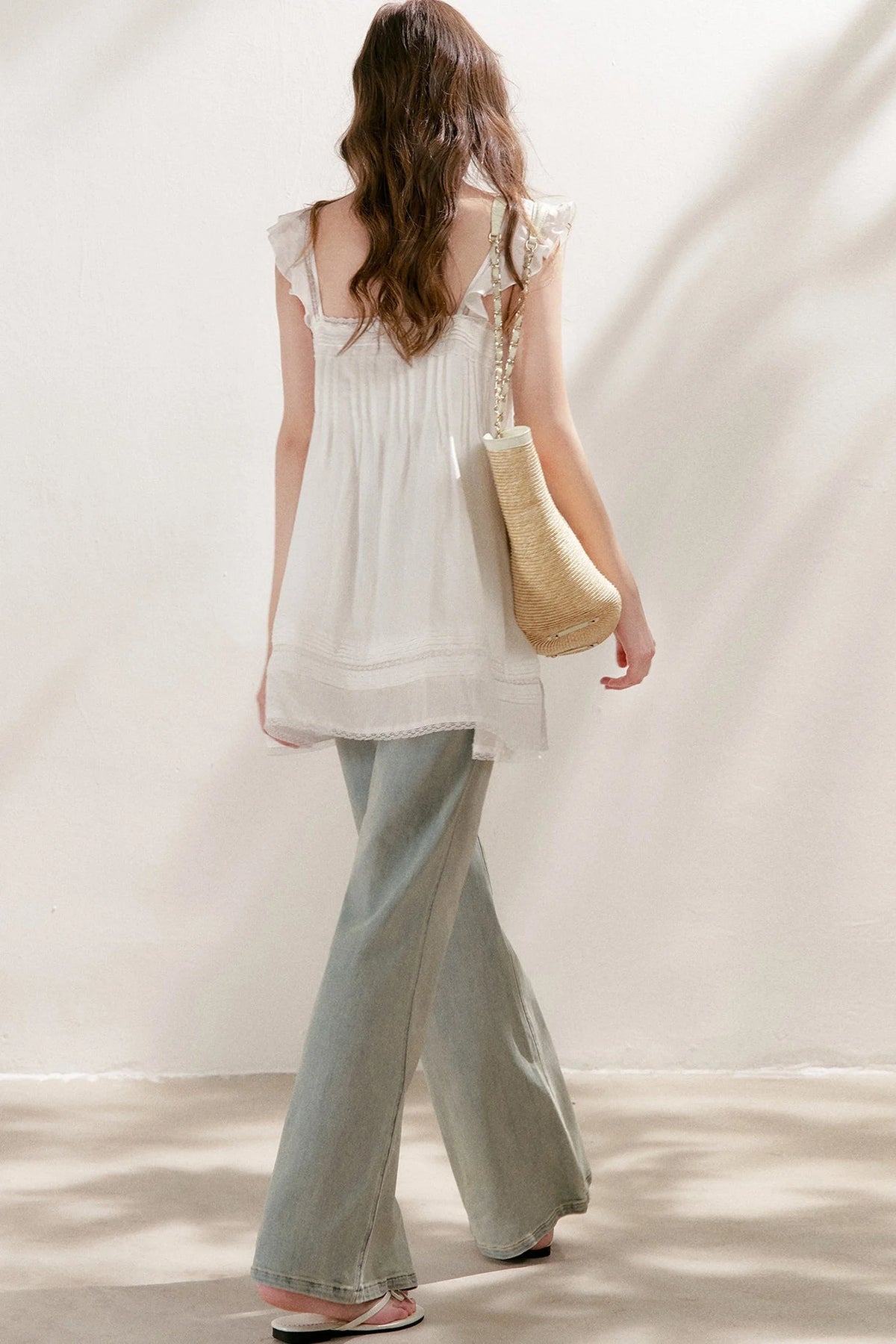 Pleated Lace A-Line Dress