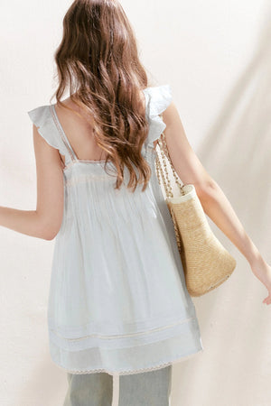 Pleated Lace A-Line Dress