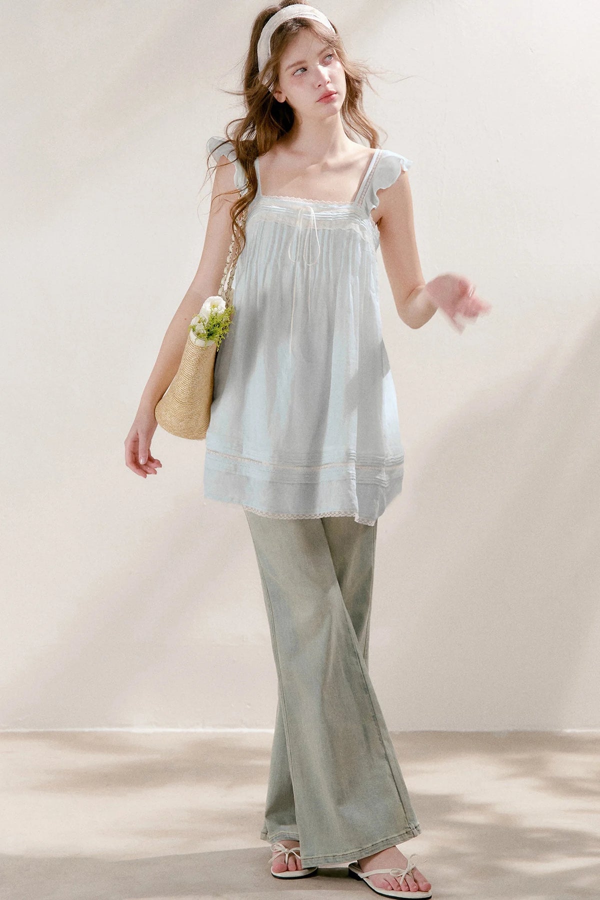 Pleated Lace A-Line Dress