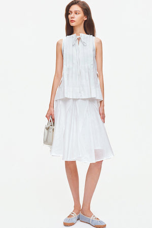 Pleated Linen Cotton Sleeveless Top