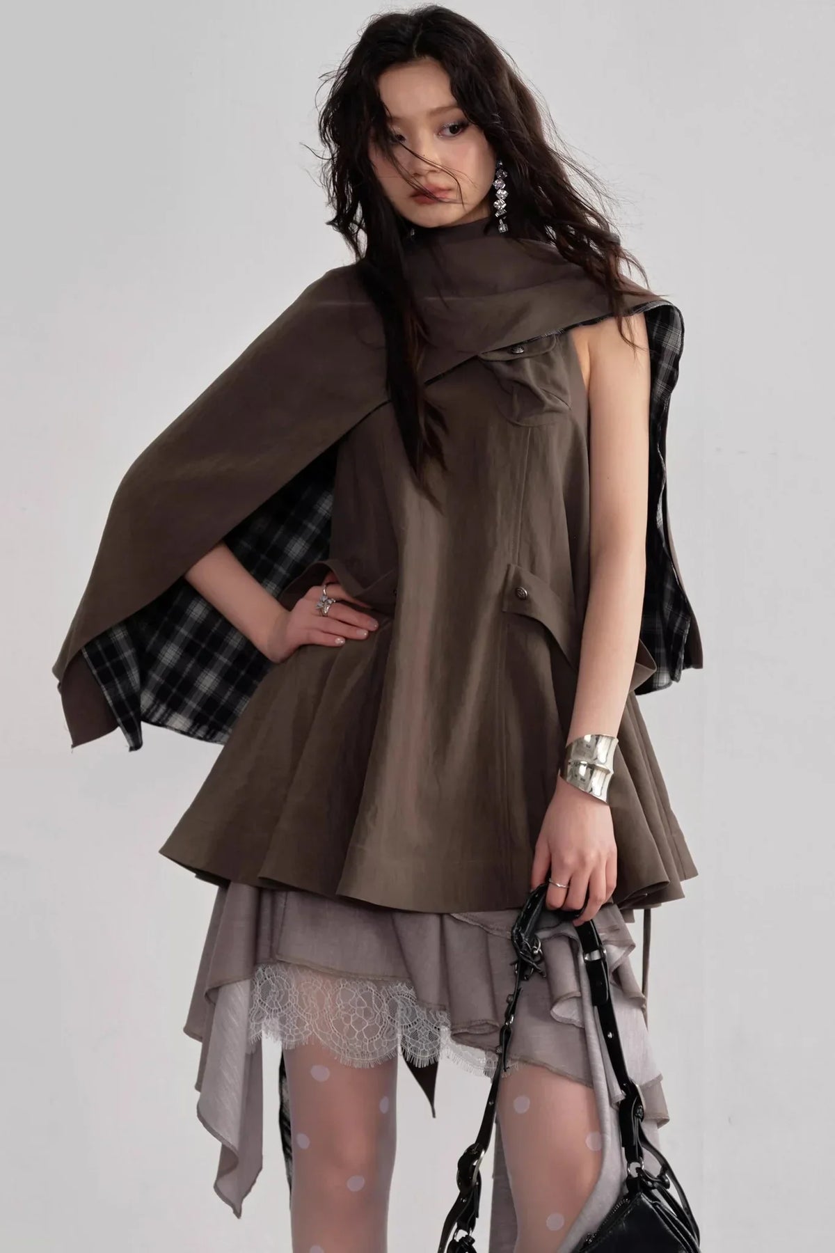 Pleated Linen Lace Skirt