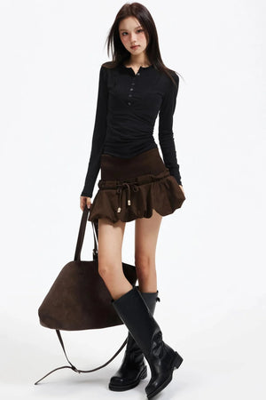 Pleated Lyocell Knitted Top