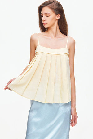 Pleated Lyocell Linen Camisole
