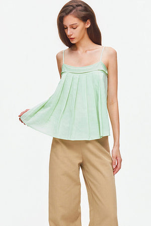 Pleated Lyocell Linen Camisole