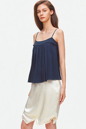 Pleated Lyocell Linen Camisole
