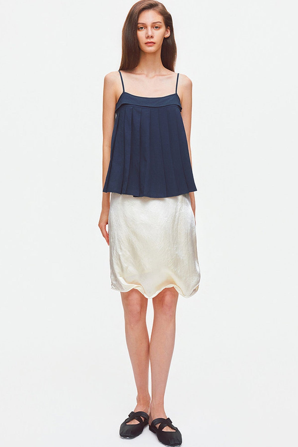 Pleated Lyocell Linen Camisole