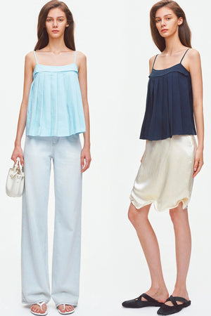 Pleated Lyocell Linen Camisole