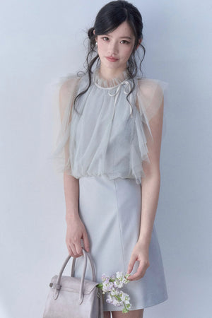 Pleated Mesh Patchwork Dress