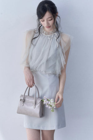 Pleated Mesh Patchwork Dress