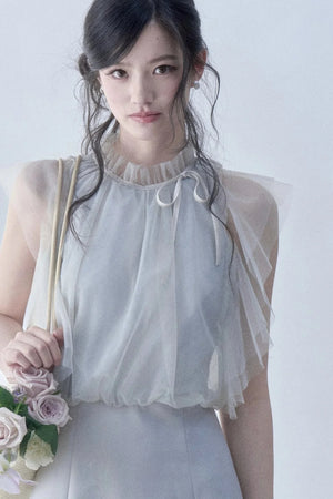 Pleated Mesh Patchwork Dress