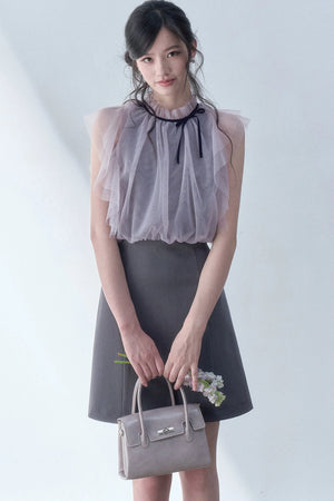 Pleated Mesh Patchwork Dress