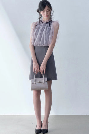 Pleated Mesh Patchwork Dress