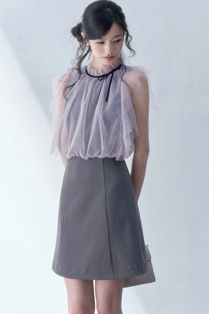 Pleated Mesh Patchwork Dress