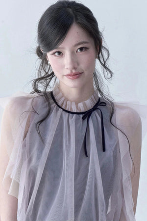Pleated Mesh Patchwork Dress