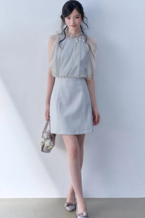 Pleated Mesh Patchwork Dress