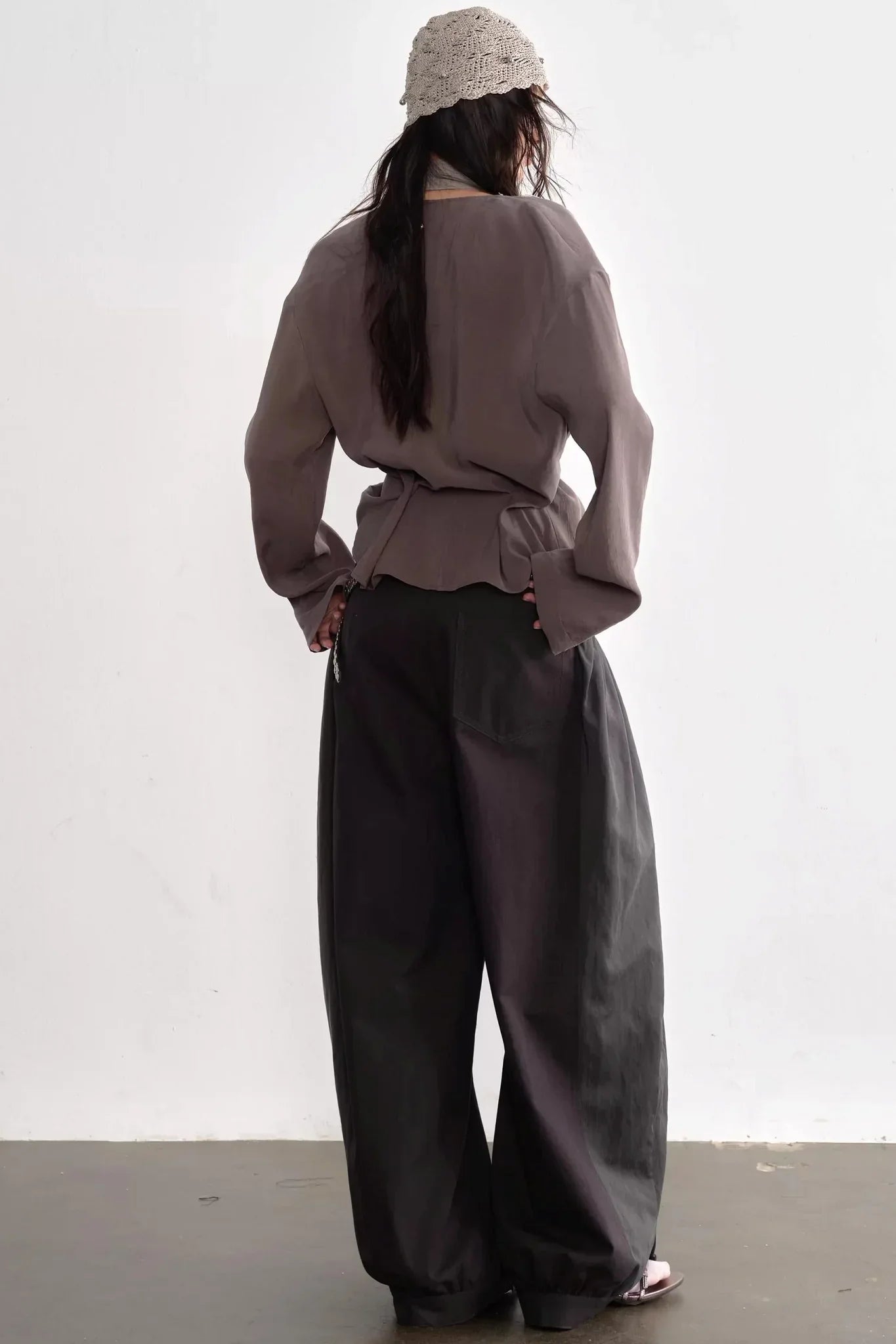 Pleated Patchwork Bubble Pants