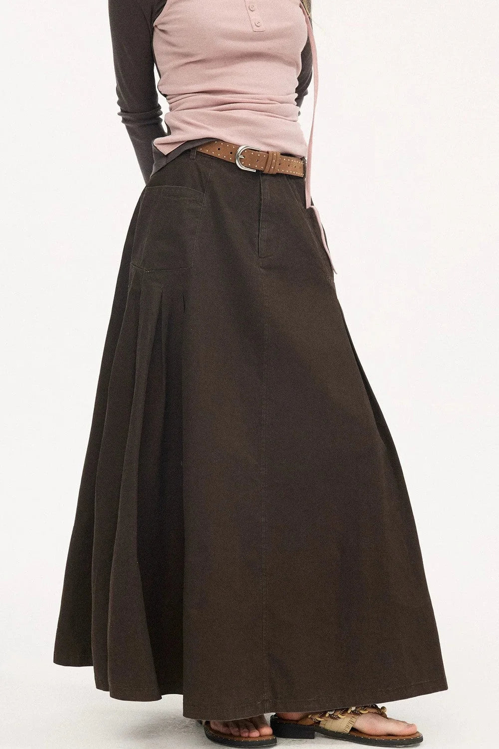 Pleated Pocket Umbrella Skirt