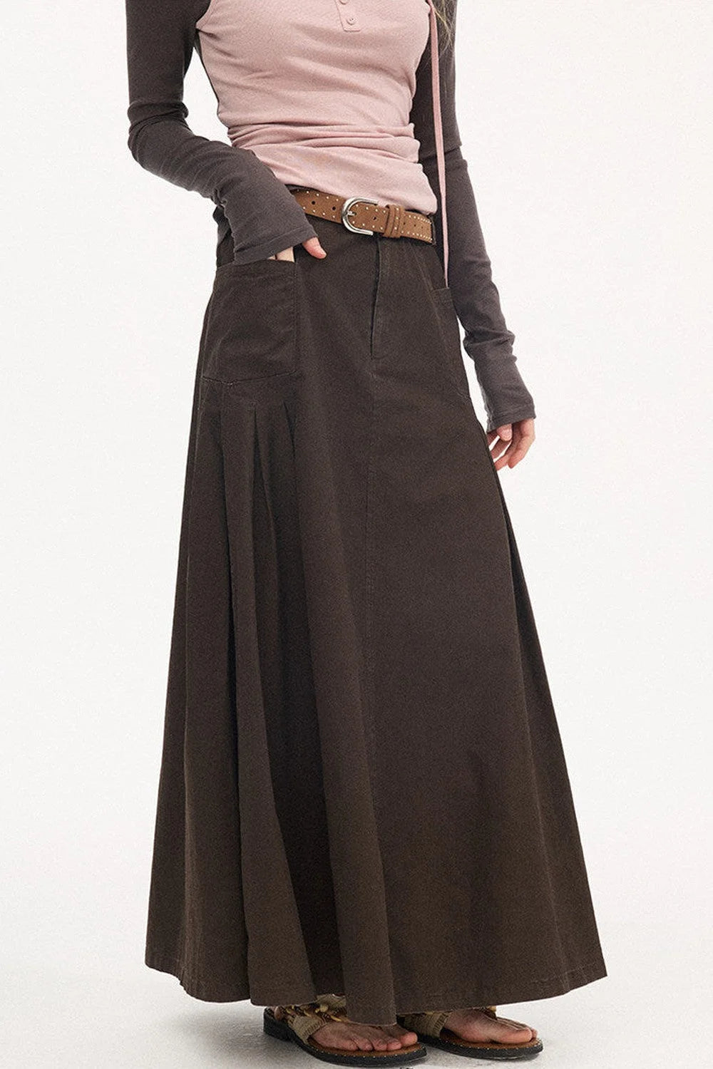 Pleated Pocket Umbrella Skirt