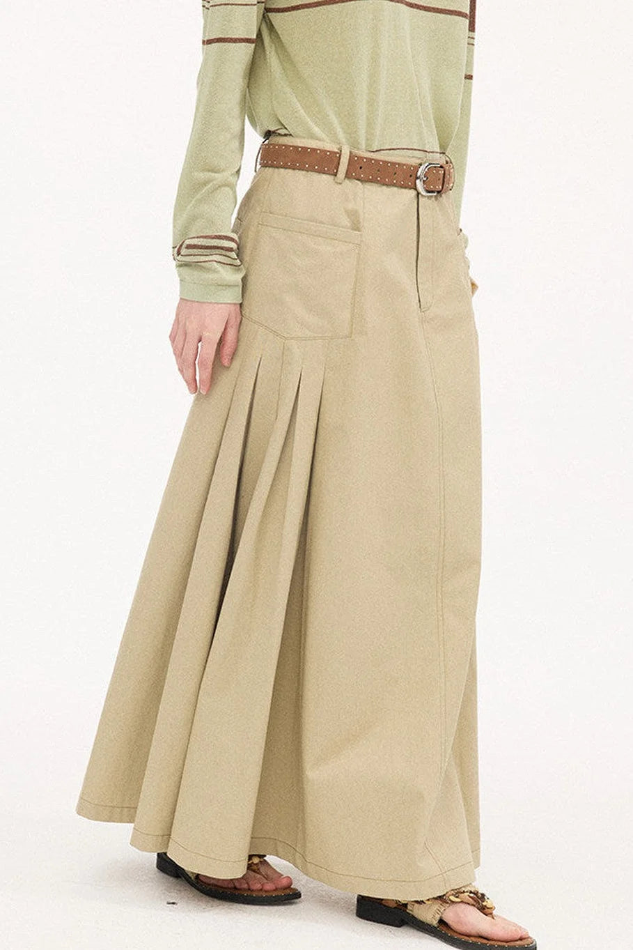 Pleated Pocket Umbrella Skirt