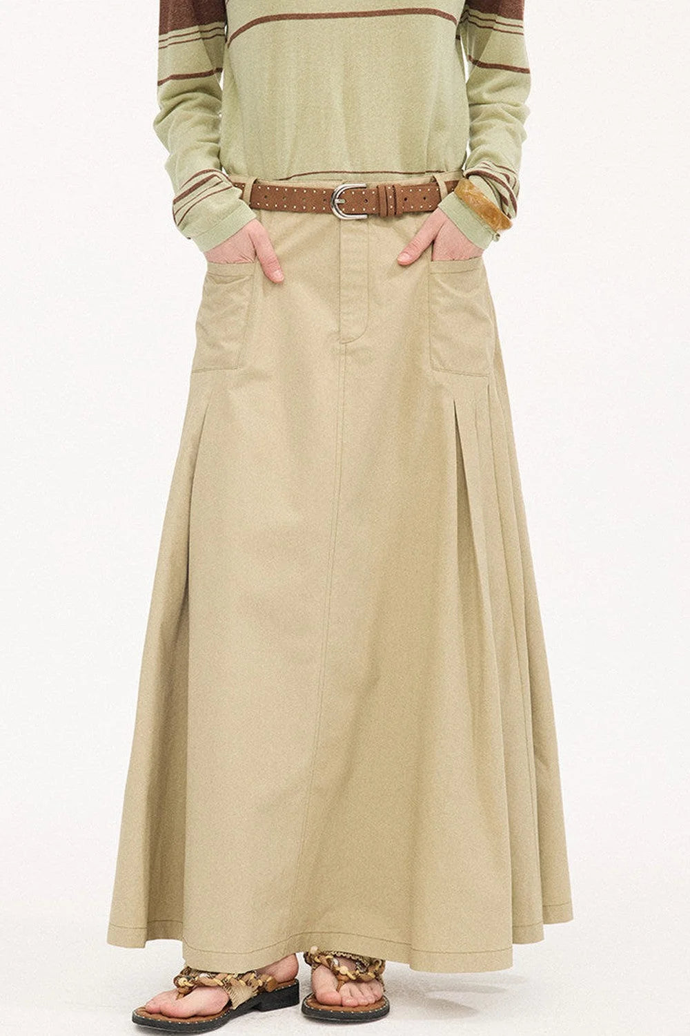 Pleated Pocket Umbrella Skirt