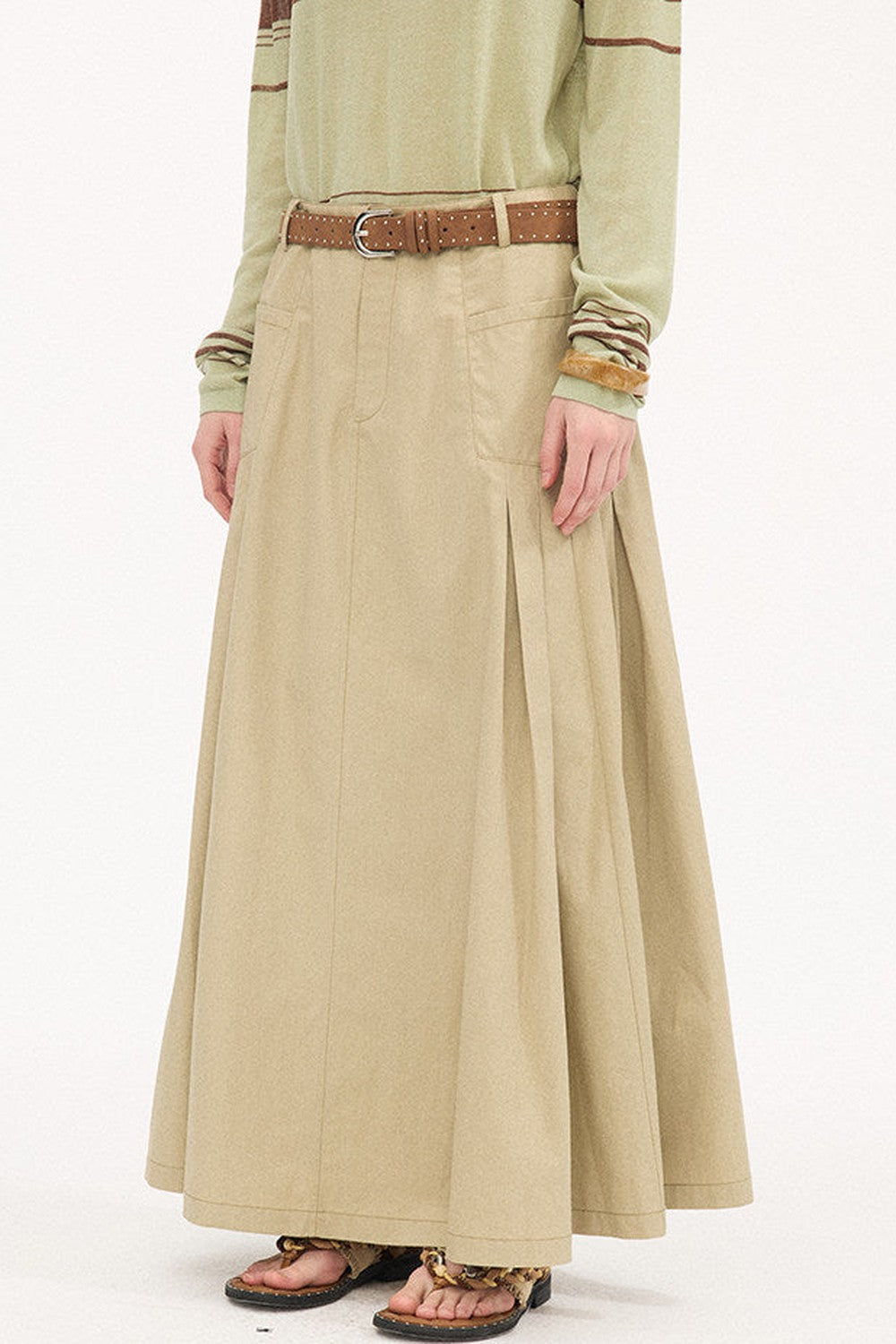 Pleated Pocket Umbrella Skirt