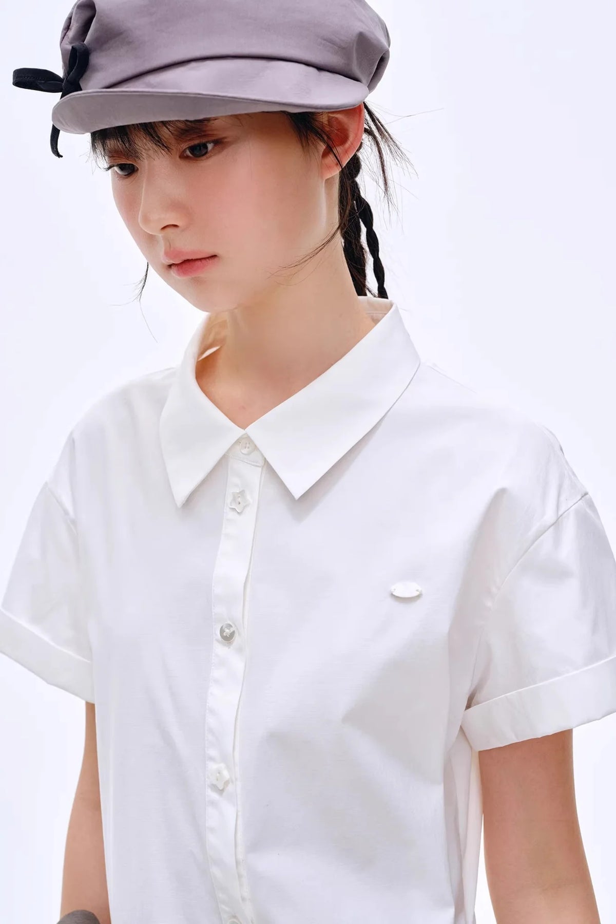 Pleated Polo Collar Dress